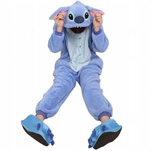 Amour - Sleepsuit Pajamas Costume Cosplay Homewear Lounge Wear (M, Blue Stitch)