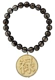 8mm Smoky Quartz Stretch Bracelet w/ Carved Bone Chinese Success Character, 7