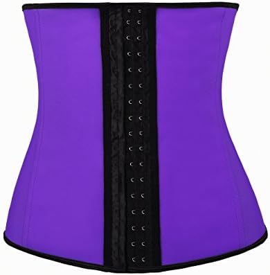 SexyDance "Perfect Waist" Firm Compression Latex Steel Bone 15 Hooks Waist Trainer Rubber Cincher Underbust Corset Body Shaper(Purple XXL)