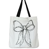 Cotton Fashion Shopper Bag Bow Design White & Black