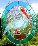 White Pelican Stained Glass Sun Catcher - Tropical Art