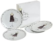 Rosanna La Petite Black Dress Set of 4 Appetizer Plates, Gift-boxed