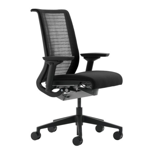 Steelcase Think Executive Chair with Black Mesh Back and Black Base 46543100K - w 6205 Black - 3DK 5064 - 5F17 Fabric Casters Soft Casters Arms Fixed Arms Lumbar Support Adjustable Lumbar Support