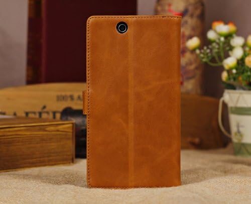 KABB New Arrival Crazy Horse Grain Leather Folio Wallet Case With Stand for Sony Xperia Z Ultra L39h(with Card Slots &amp; Money Pocket) 4 color (Light Brown)
