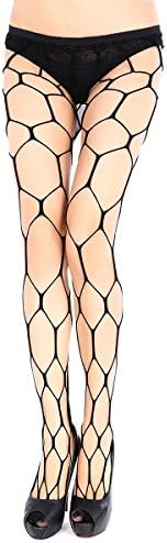 DONNAFULLIA Women's Big Fishnet Panty Hose(One Size,Black)