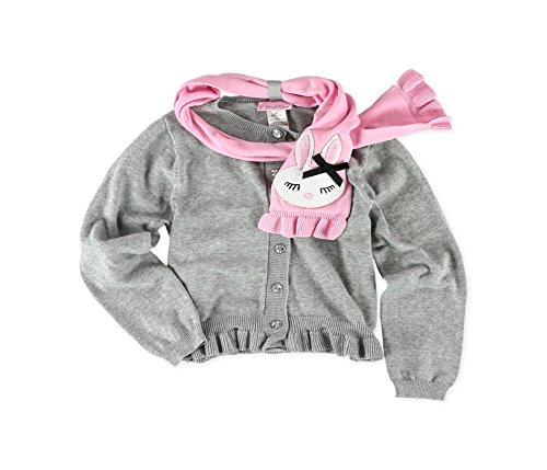 Fleurish Girl Little Girls' Cotton Cardigan Sweater with Bunny Scarf