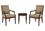 3pc Beige Accent Chairs with End Table Set in Light Cherry Finish 3pc Beige Accent Chairs with End Table Set in Light Cherry Finish
