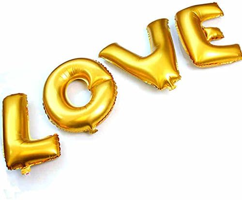 lovef Alphabet Love Letters 16 Inch Gold Foil Balloons - Wedding Party Decoration Balloons 5 Bags