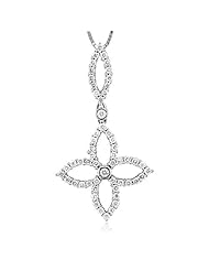 14k White Gold Clover 4 Leaf Diamond Pendant Necklace (GH, I1-I2, 0.40 carat)