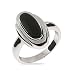 Sleek Oval Sterling Silver Onyx Ring