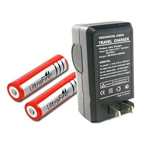 Etekcity® UltraFire 18650 3000mAh 3.7V Rechargeable Li-Ion Battery (Pair) + Charger Combo