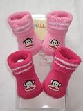 Small Paul Frank Booties Girl Boy Baby Infant with Small Paul Sign Sock 2 PCS One Set New White/navy, Pink/white and Light Blue/navy (Red/pink)