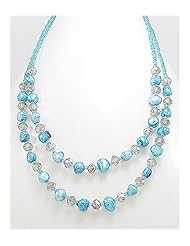 Light Blue (Dyed) Fresh Water Pearls Necklace In Zinc