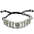Heart and Key Silvertone and Rhinestone Friendship Fashion Bracelet