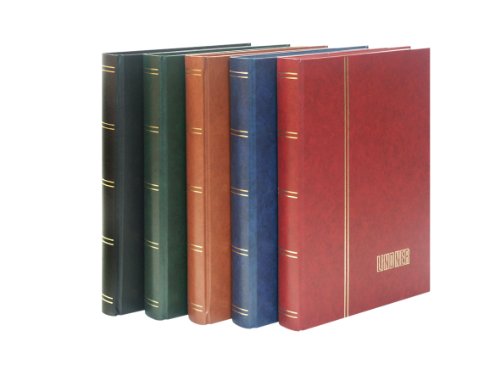 LINDNER Stamp Stockbook- Red Cover- 60 Black Pages- Clear Strips- Double Glassine Interleaving