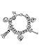 GUESS Factory Women's Silver-Tone and Black Link Charm Bracelet