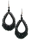 Just Give Me Jewels Handcrafted Argola Black Beaded Dangle Earrings