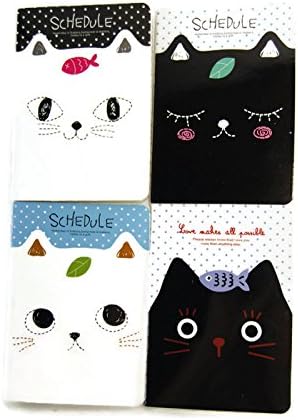 Nyashi - Adorable Set of 4 Cute Kawaii Cat Notepads / Ruled Mini Notebooks - Cute Cat Gift