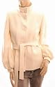 JACKE DAMEN WOLLE STRUKTURIERT MIT GÜRTEL, EINREIHIG, CREME