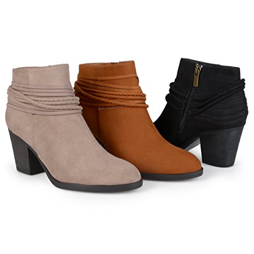 Brinley Co. Womens High Heeled Strappy Chunky Heel Ankle Booties