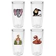 Jungle Friends 16 oz Insulated Beverage Tumblers Set, Clear (4 designs)