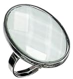 Primrose Hill R2563 White Glass Large Oval Adjustable Ring