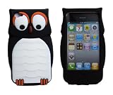 Owl Designs Cute Cartoon Silicone Case Back Cover Skin for Apple iPhone 4 4S Black
