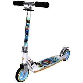 bike*star 145mm (5.7 Inch) Foldable Kick Push Kids Scooter - Colour White & Blue