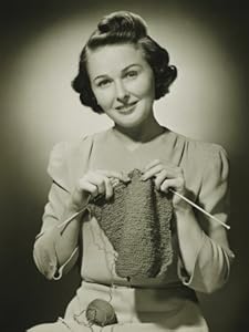 Young Woman Knitting in Studio, Portrait Photographic Poster Print