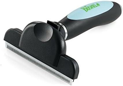 Dog Grooming Deshedding Tool By Boshel - Reduces Shedding By up to 93% - Ergonomic Easy-clean Button Easily Removes Gathered Fur From The Brush - Non-slip Handle