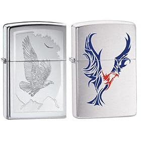 Zippo Lighter Set Birds of Prey and Tattoo Eagle, Pack of Two Zippo Lighter Set - Birds of Prey and Tattoo Eagle, Pack of Two
