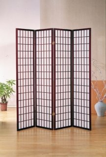 4 Panel Cherry Oriental Shoji Screen / Room Divider