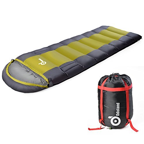 ODOLAND Cold Weather Waterproof Windproof Envelope Sleeping Bag with Aarmholes and Adjustable Foot Section - Comfort Camping Gear for Outdoor Hiking, Traveling and Survival