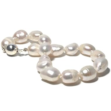 HinsonGayle AAA White Free-Form Baroque Pearl Bracelet (Sterling Silver)