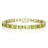 10k Yellow Gold Emerald Cut Peridot Bracelet, 7