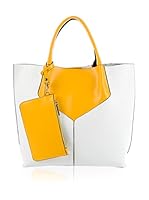 Mila Blu Bolso asa de mano (Blanco / Amarillo)