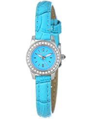 Invicta Womens 13654 Angel Blue Dial Crystal Accented Blue Leather Watch