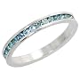 Sterling Silver Eternity Band, w/ March Birthstone, Aquamarine Crystals, 1/8" (3mm) wide