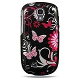 Hard Snap-on Shield BLACK PINK BUTTERFLY Design Faceplate Cover Sleeve Case ....