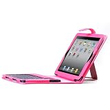 MyBat Apple iPAD i-Pad 2 II 2nd Generation 3G, Wifi Model 16GB 32GB 64GB Tablet Slate High Quality Hot Pink Leather Cover Protective Case Jacket Magnetic Closing Flap with Black Bluetooth Membrane Keyboard