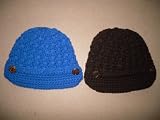 Baby Boy Crochet Beanie Hat (0-3 months, brown)