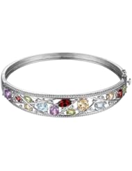 Sterling Silver and Multi-Gemstone Opulent Bangle Bracelet