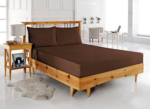 Royal Legend Linen Luxury Soft 750-Thread-Count 100% Egyptian Cotton Cal King 1 Piece Fitted Sheet 15" Deep Pocket, Solid Brown