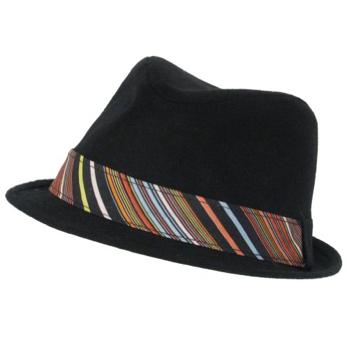 New Cotton Linen Retro Band Fedora Trilby Hat Medium Large Black