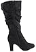 Top Moda Women's Strong-4 Suede Mid Heel Boots with Crossed Buckle Straps