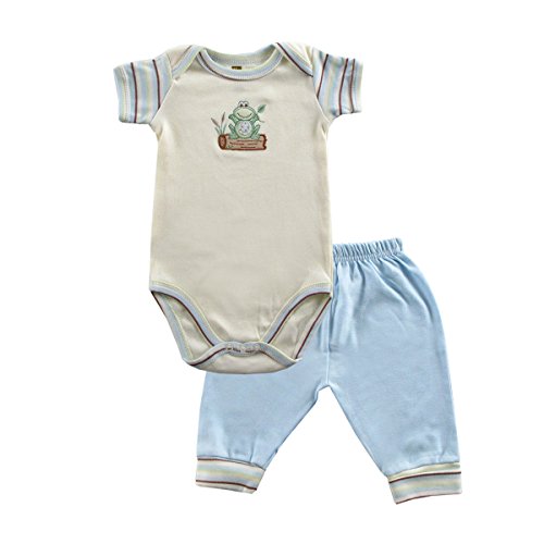 Hudson Baby Touched by Nature Organic Bodysuit & Pant, Blue, 0-3 months