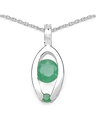 0.50 Carat Genuine Emerald Sterling Silver Pendant Necklace. 18"