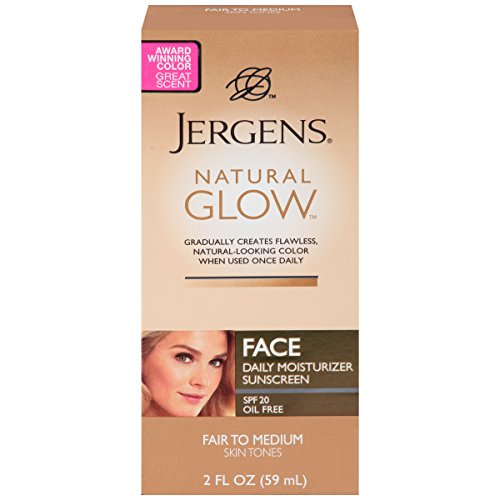 Jergens Glow Face Daily Moisturizer Sunscreen SPF 20, Fair to Med, 2 Ounce
