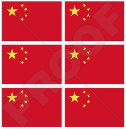 CHINA Chinese Flag People's Republic of China 40mm (1,6") Mobile Cell Phone Vinyl Mini Stickers, Decals x6