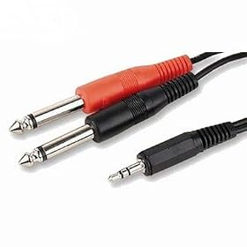 3.5mm Stereo Jack Plug to 2 x 6.35mm Mono Audio Cable - 2 Metres